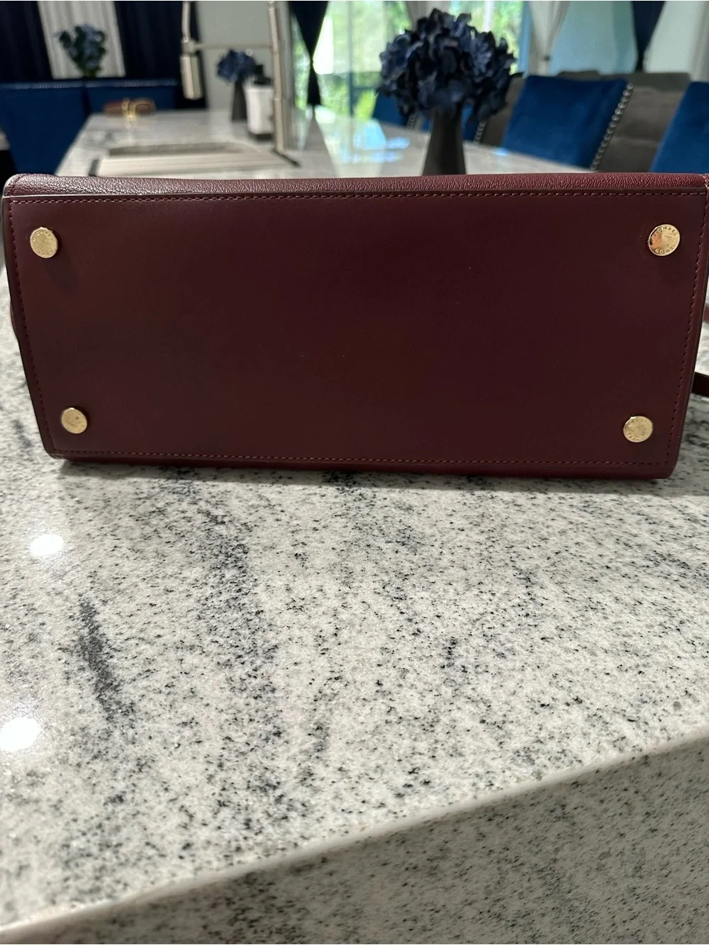 Michael Kors Wine Leather Satchel with Gold Accent with matching wallet
